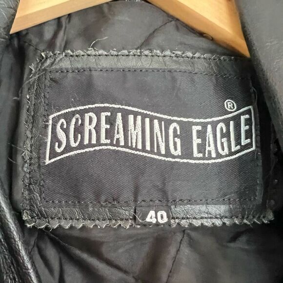 Vintage Screaming Eagle Black Leather Jacket Size 40 With Leather Chaps Large - Picture 6 of 16